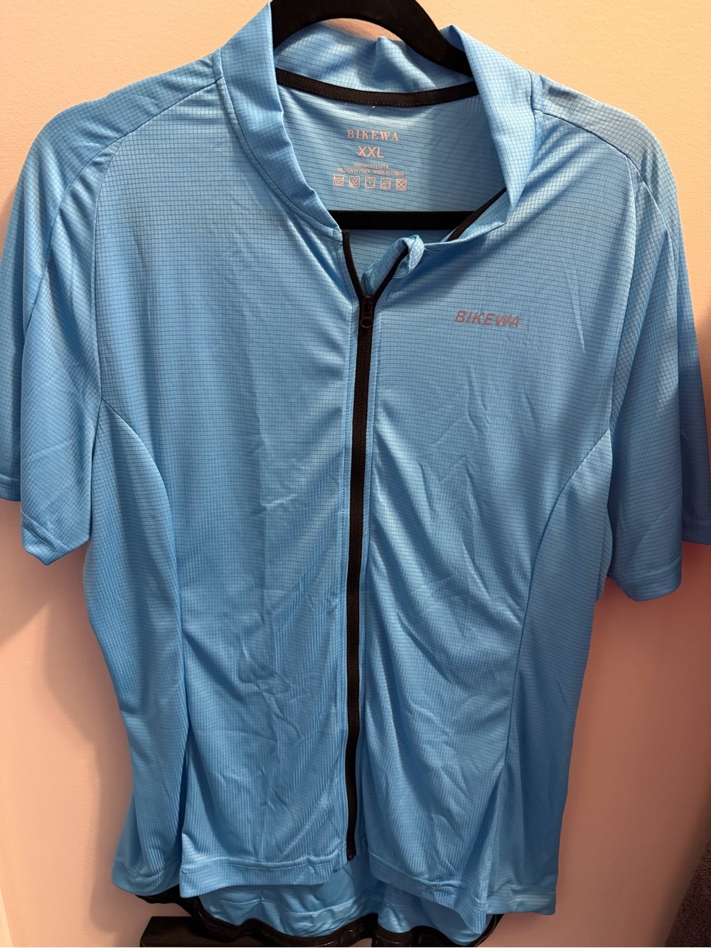 BIKEWA Women’s XXL Cycling Jersey Light Blue Full Zip 3 Pocket NWOT